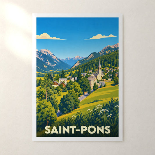 Affiche Saint-Pons (Alpes-de-Haute-Provence) – sans cadre, accrochée au mur