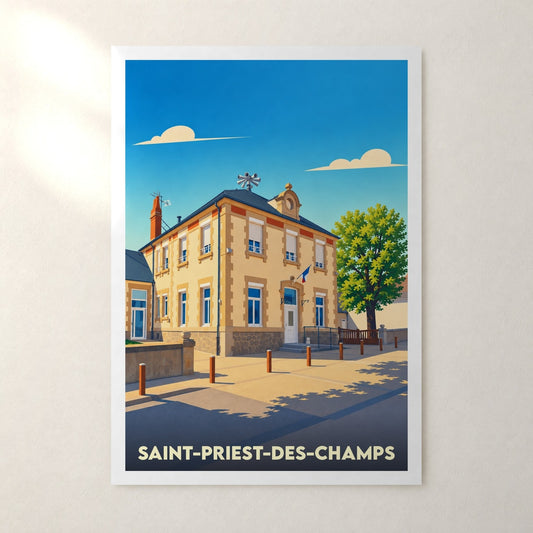 Affiche Saint-Priest-des-Champs – sans cadre, accrochée au mur