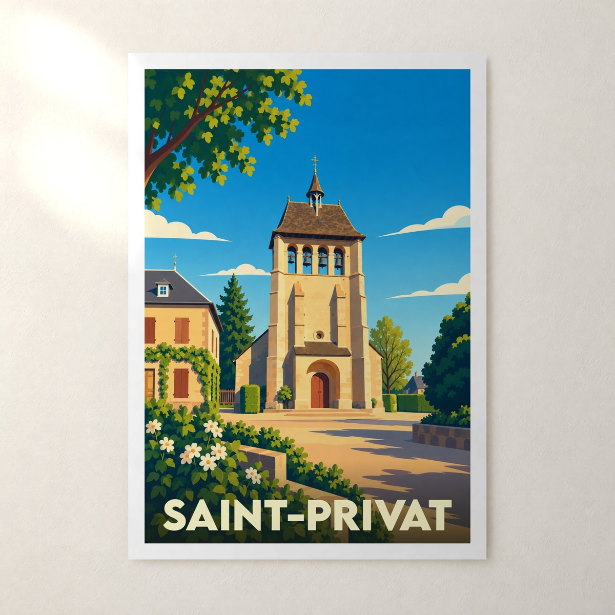 Affiche Saint-Privat (Corrèze) – sans cadre, accrochée au mur