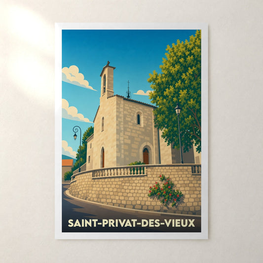 Affiche Saint-Privat-des-Vieux – sans cadre, accrochée au mur