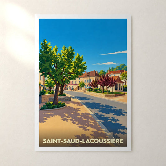 Affiche Saint-Saud-Lacoussière – sans cadre, accrochée au mur