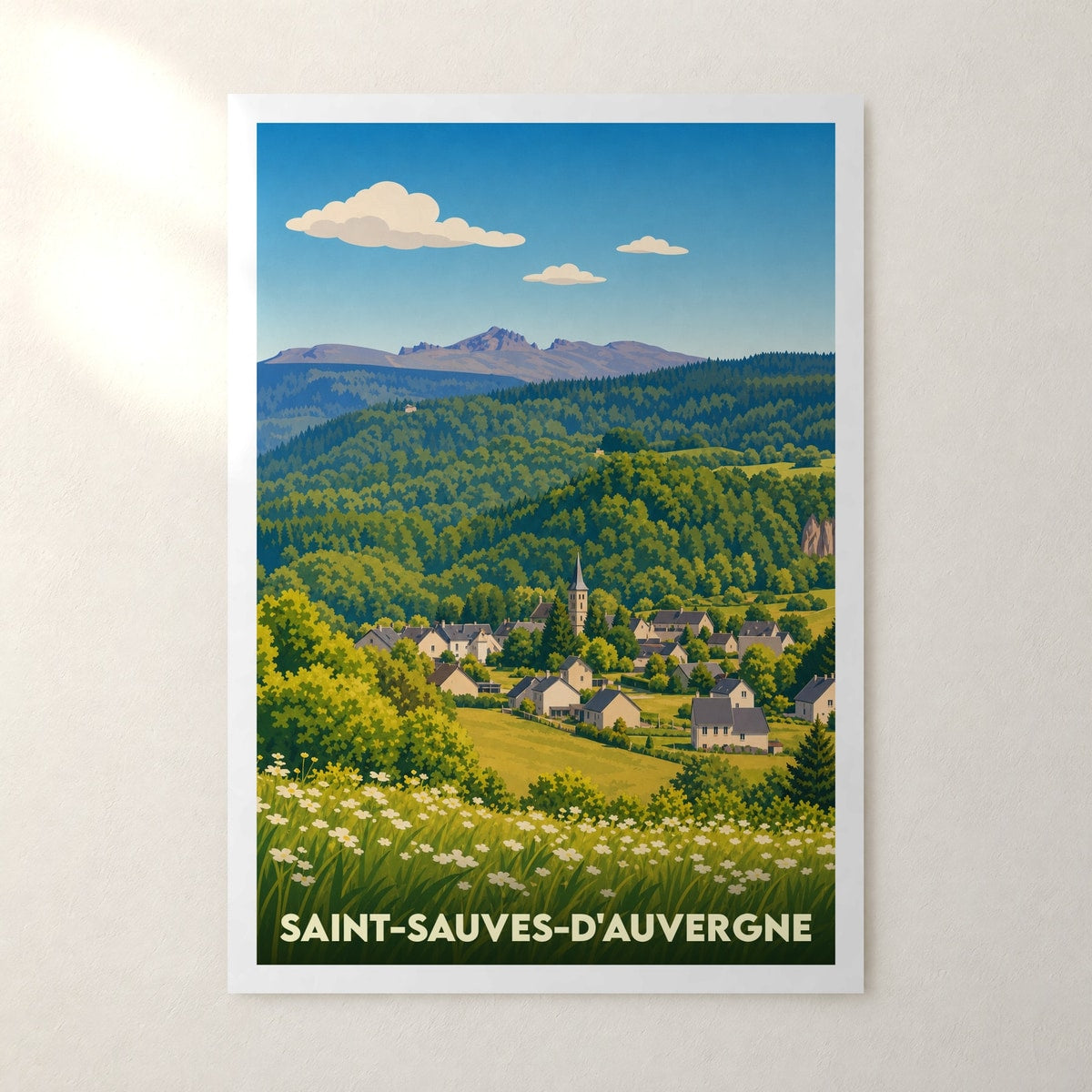 Affiche Saint-Sauves-d'Auvergne – sans cadre, accrochée au mur