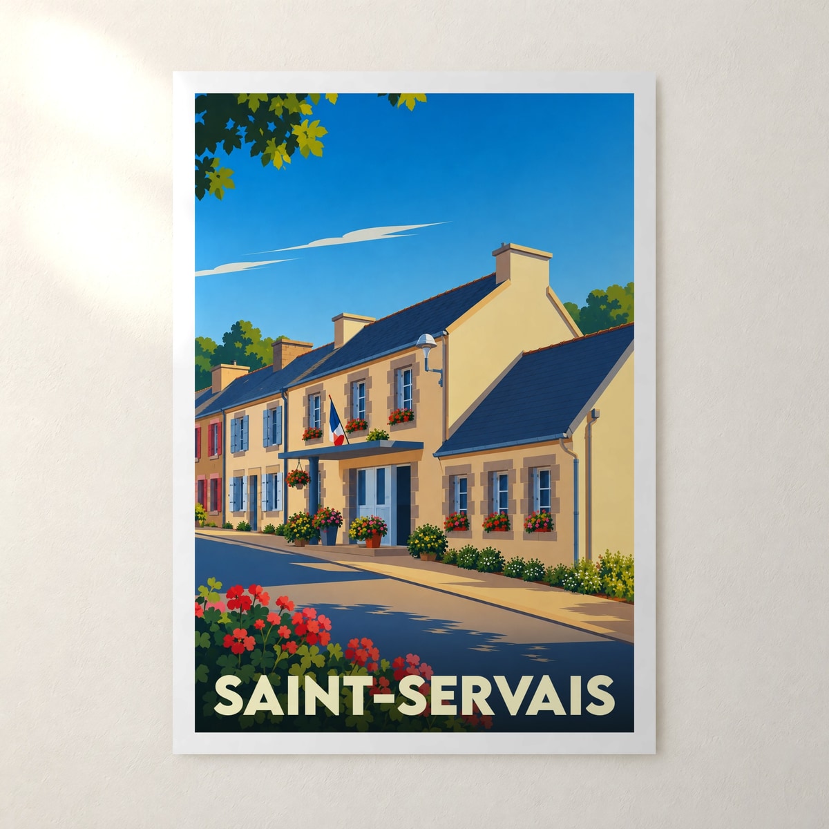 Affiche Saint-Servais (Finistère) – sans cadre, accrochée au mur