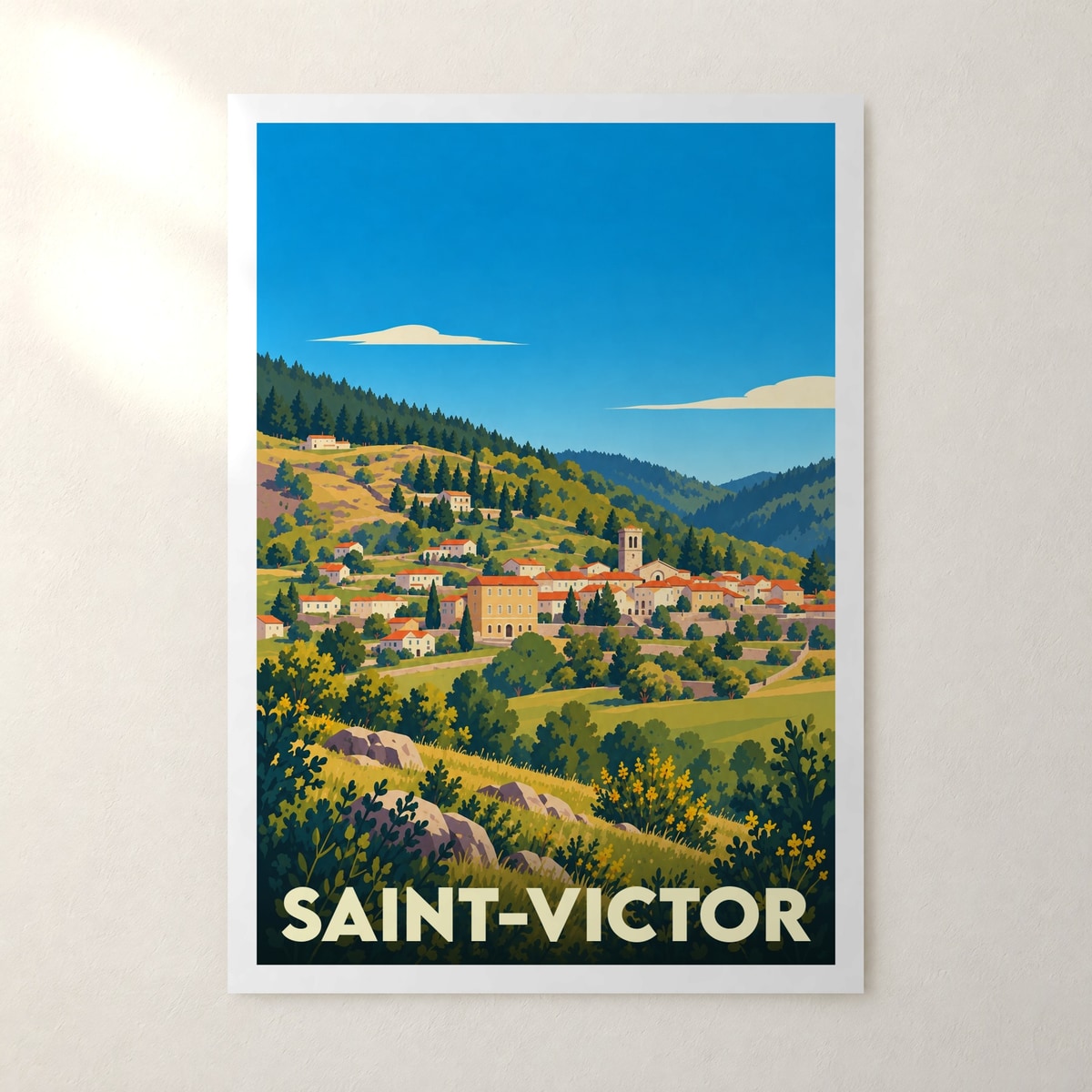 Affiche Saint-Victor (Ardèche) – sans cadre, accrochée au mur