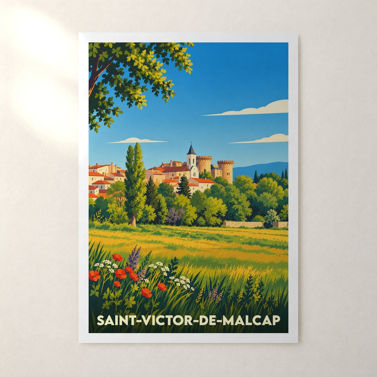Affiche Saint-Victor-de-Malcap – sans cadre, accrochée au mur