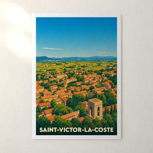 Affiche Saint-Victor-la-Coste – sans cadre, accrochée au mur