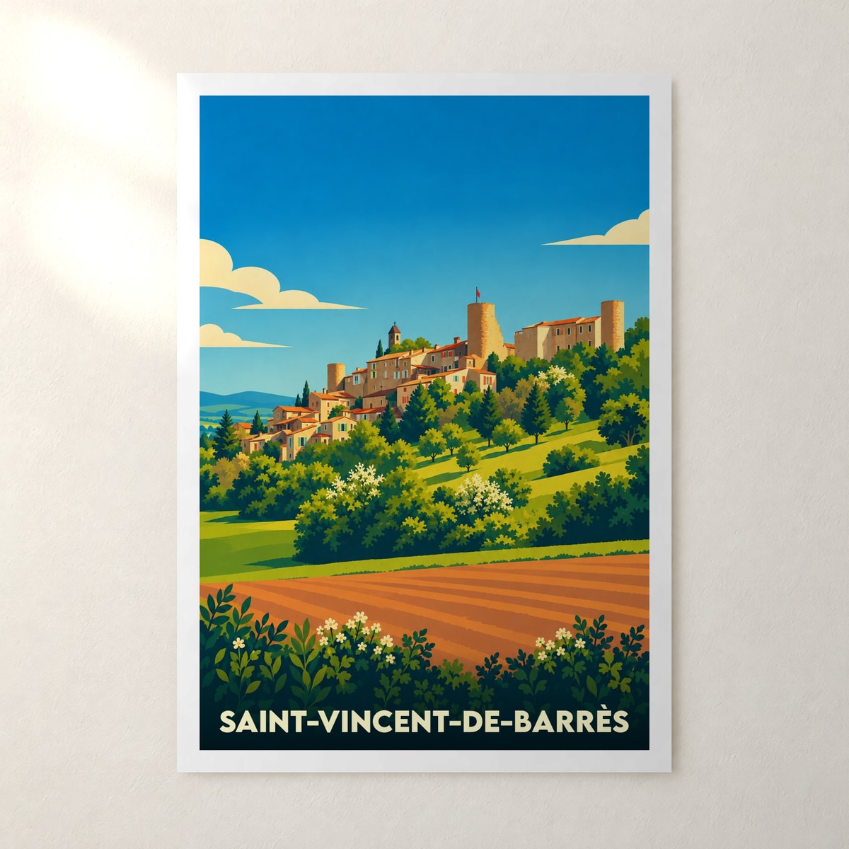 Affiche Saint-Vincent-de-Barrès – sans cadre, accrochée au mur