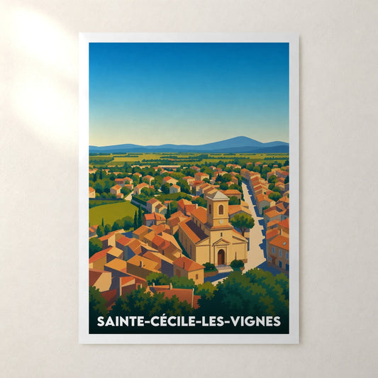 Affiche Sainte-Cécile-les-Vignes – sans cadre, accrochée au mur