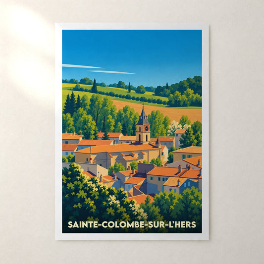 Affiche Sainte-Colombe-sur-l'Hers – sans cadre, accrochée au mur