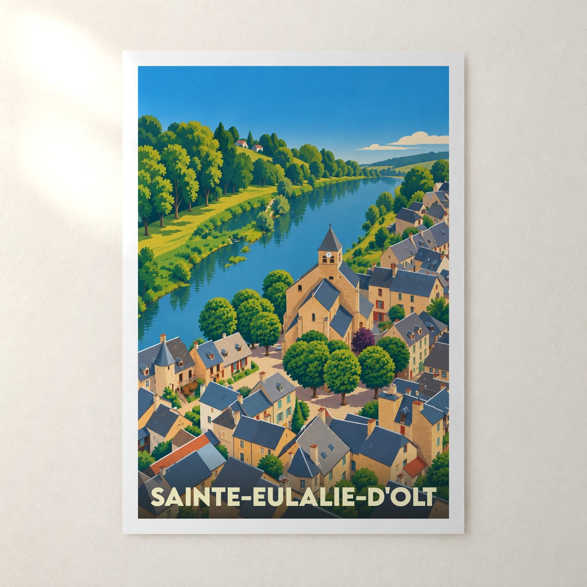 Affiche Sainte-Eulalie-d'Olt – sans cadre, accrochée au mur