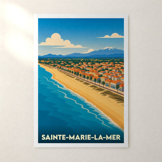 Affiche Sainte-Marie-la-Mer – sans cadre, accrochée au mur