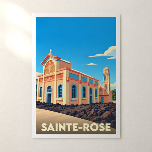 Affiche Sainte-Rose (La Réunion) – sans cadre, accrochée au mur