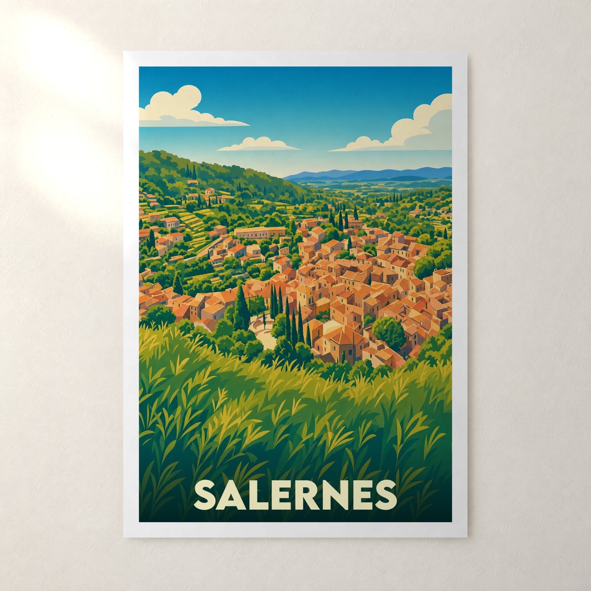 Affiche Salernes – sans cadre, accrochée au mur