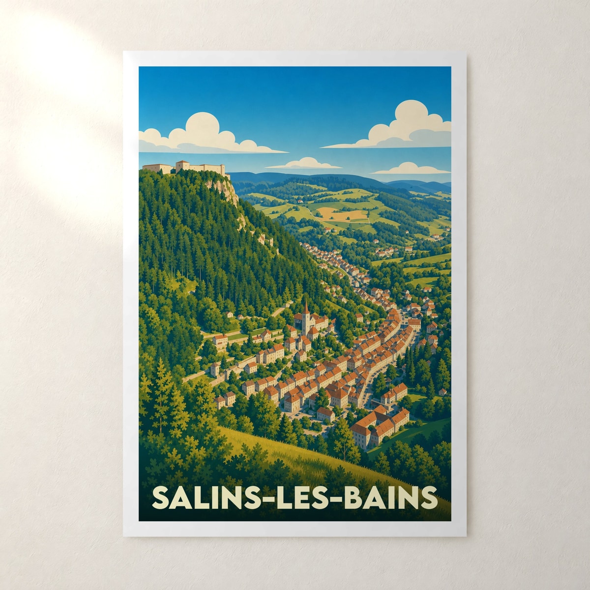 Affiche Salins-les-Bains – sans cadre, accrochée au mur