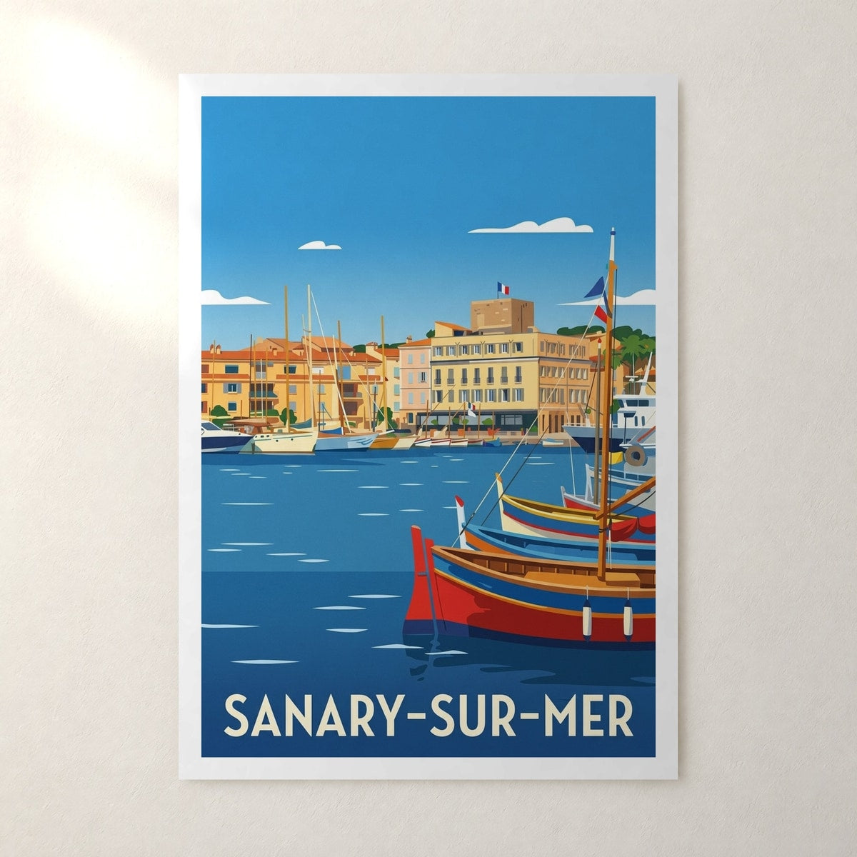 Affiche Sanary-sur-Mer – sans cadre, accrochée au mur