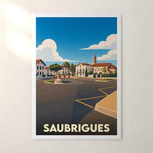 Affiche Saubrigues – sans cadre, accrochée au mur