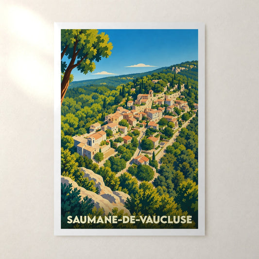 Affiche Saumane-de-Vaucluse – sans cadre, accrochée au mur