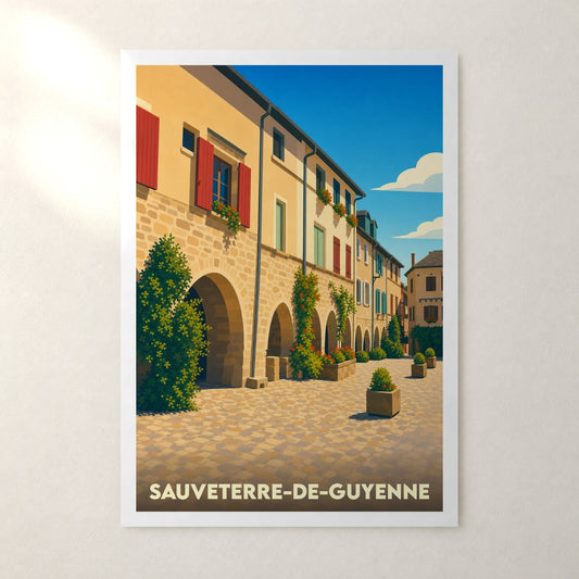 Affiche Sauveterre-de-Guyenne – sans cadre, accrochée au mur