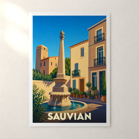 Affiche Sauvian – sans cadre, accrochée au mur