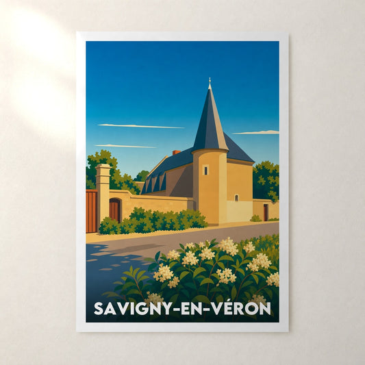 Affiche Savigny-en-Véron – sans cadre, accrochée au mur