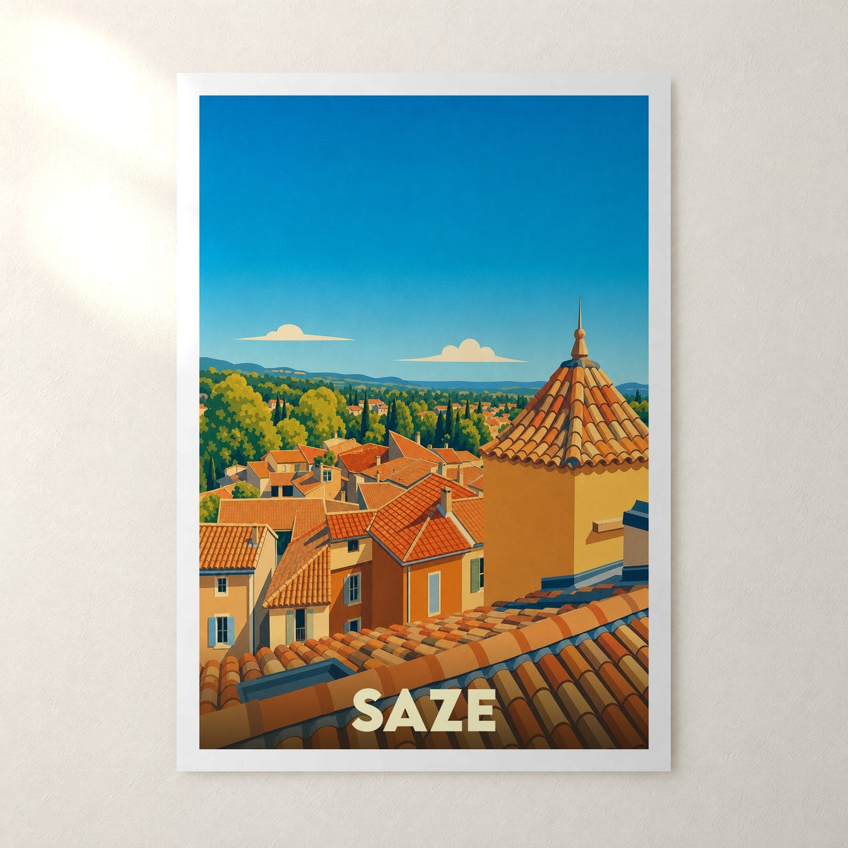 Affiche Saze – sans cadre, accrochée au mur