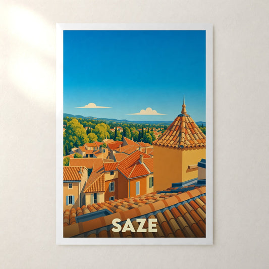 Affiche Saze – sans cadre, accrochée au mur