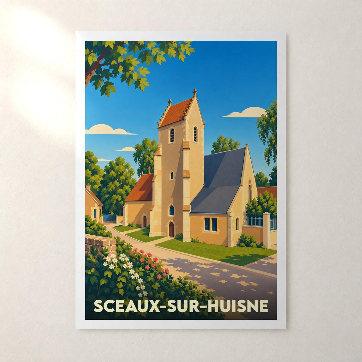 Affiche Sceaux-sur-Huisne – sans cadre, accrochée au mur