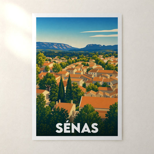 Affiche Sénas – sans cadre, accrochée au mur