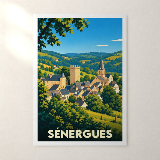 Affiche Sénergues – sans cadre, accrochée au mur