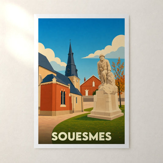 Affiche Souesmes – sans cadre, accrochée au mur