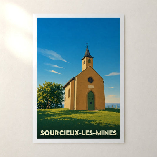 Affiche Sourcieux-les-Mines – sans cadre, accrochée au mur