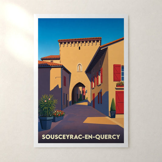 Affiche Sousceyrac-en-Quercy – sans cadre, accrochée au mur
