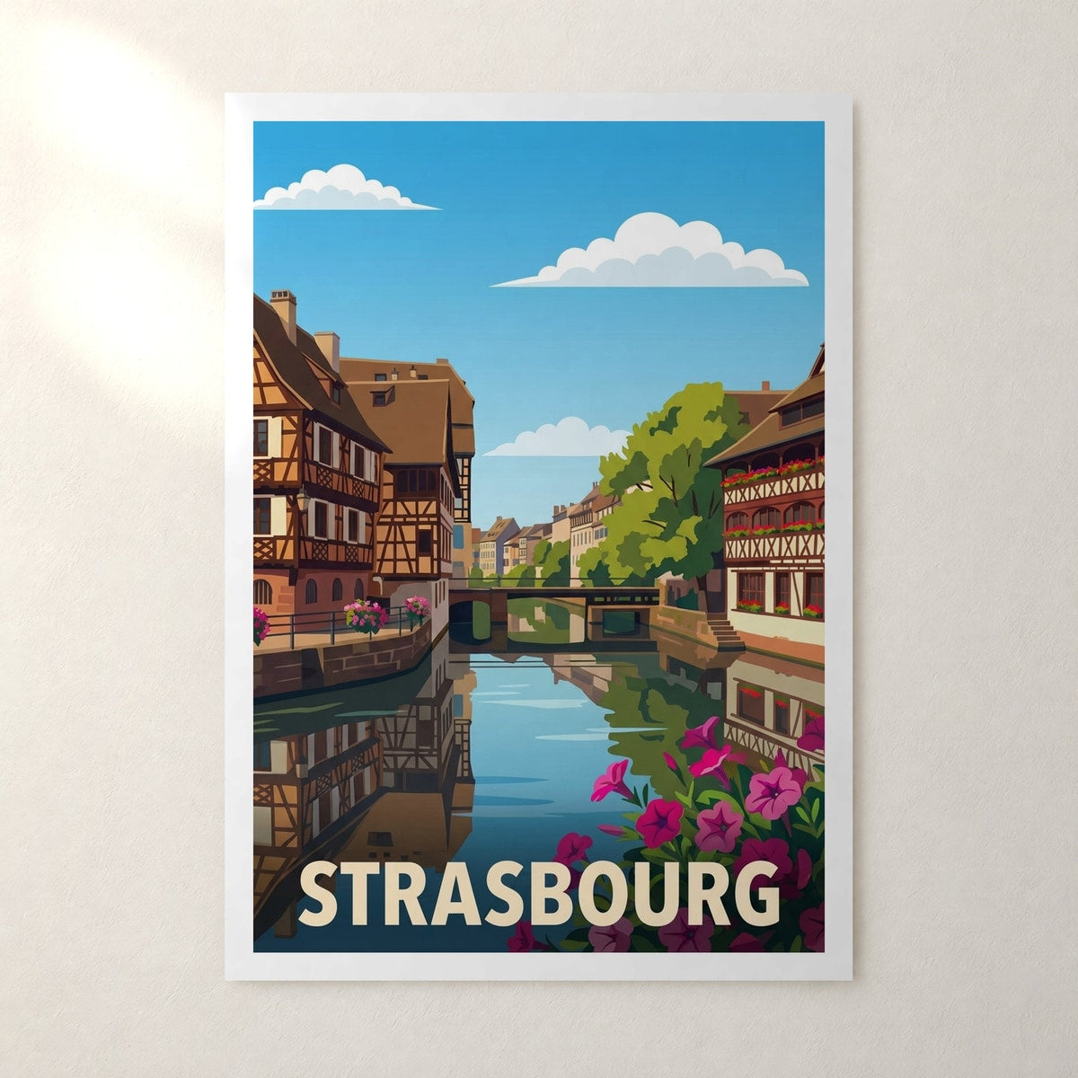 Affiche Strasbourg – sans cadre, accrochée au mur