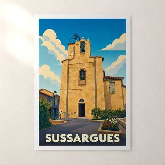 Affiche Sussargues – sans cadre, accrochée au mur