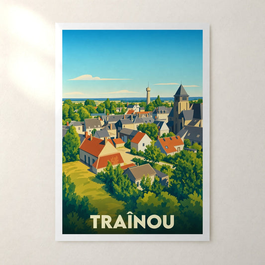 Affiche Traînou – sans cadre, accrochée au mur