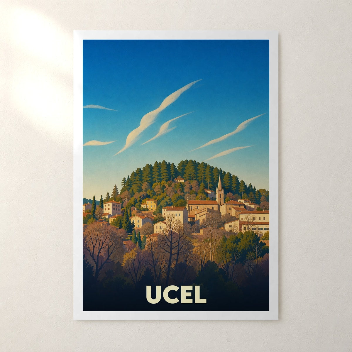 Affiche Ucel – sans cadre, accrochée au mur
