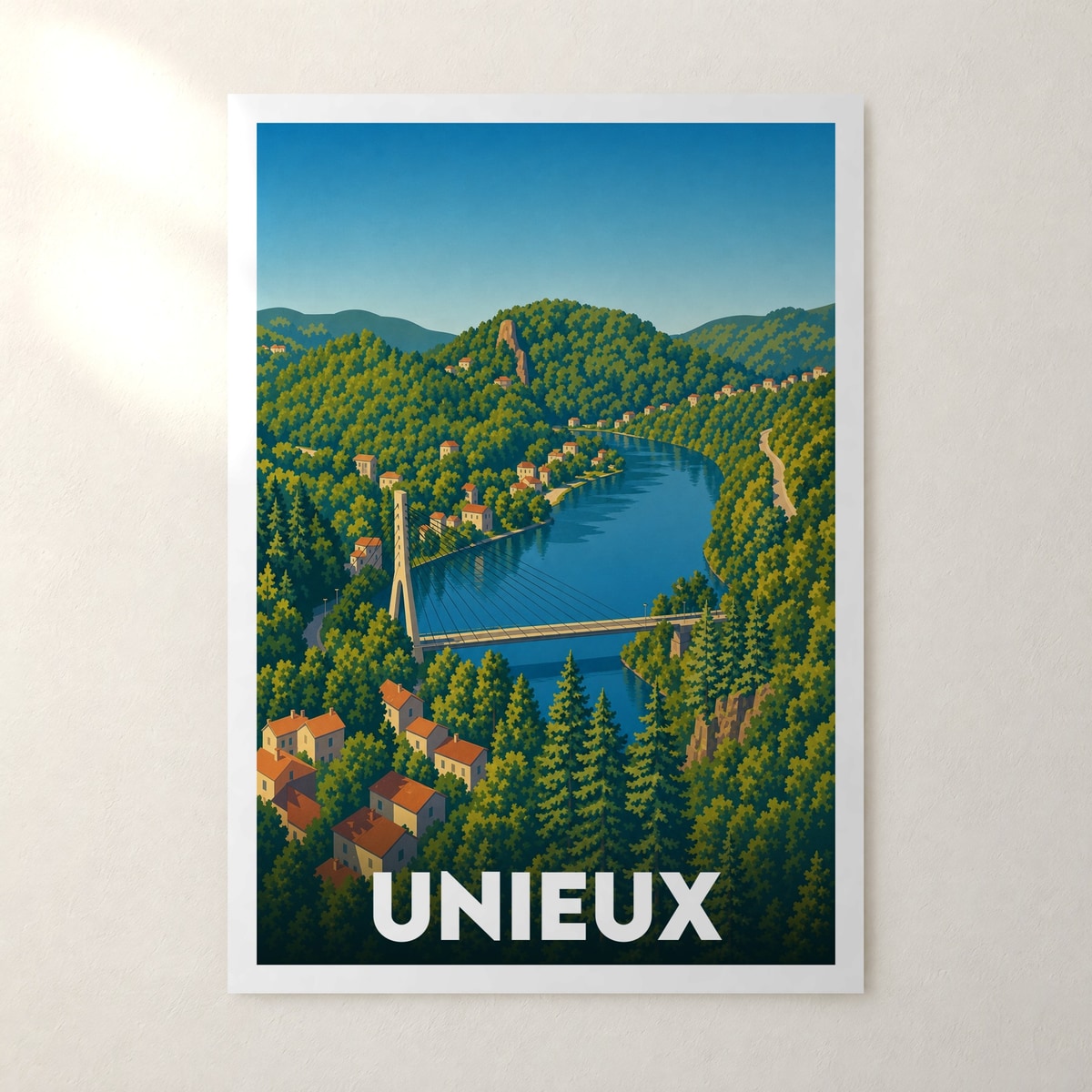 Affiche Unieux – sans cadre, accrochée au mur