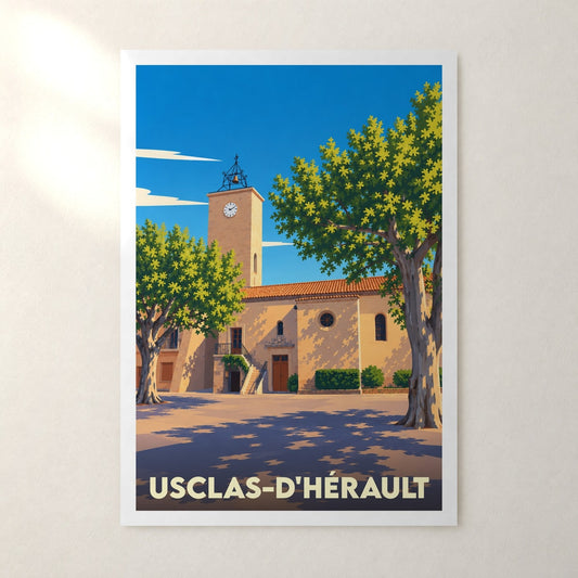 Affiche Usclas-d'Hérault – sans cadre, accrochée au mur