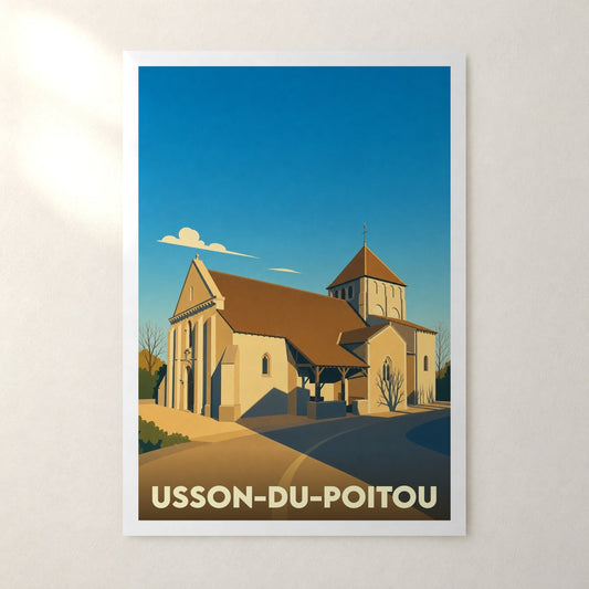 Affiche Usson-du-Poitou – sans cadre, accrochée au mur