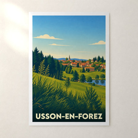 Affiche Usson-en-Forez – sans cadre, accrochée au mur