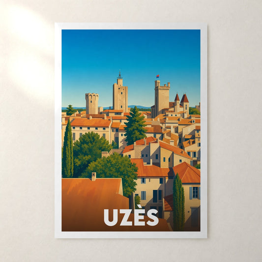 Affiche Uzès – sans cadre, accrochée au mur