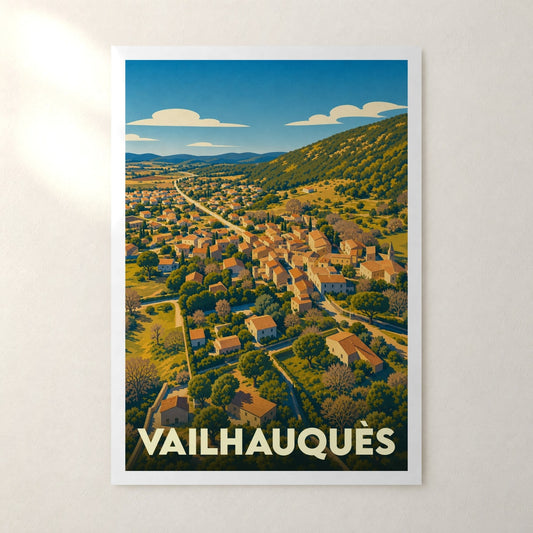 Affiche Vailhauquès – sans cadre, accrochée au mur