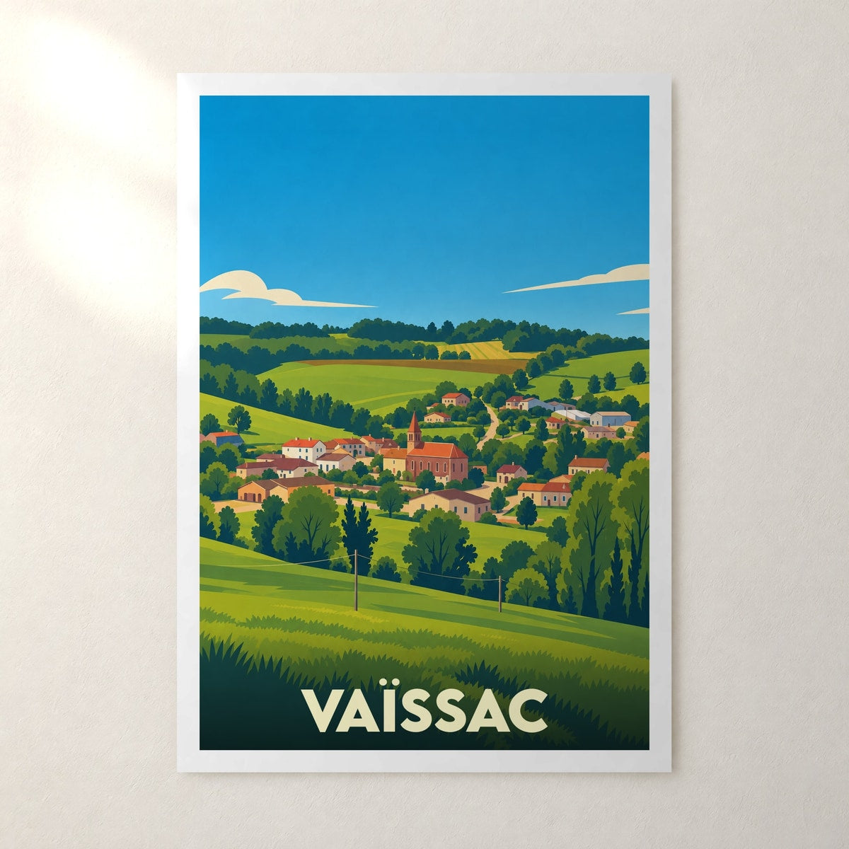 Affiche Vaïssac – sans cadre, accrochée au mur