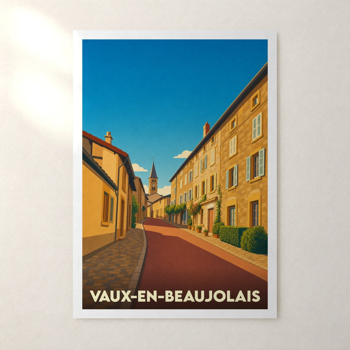 Affiche Vaux-en-Beaujolais – sans cadre, accrochée au mur