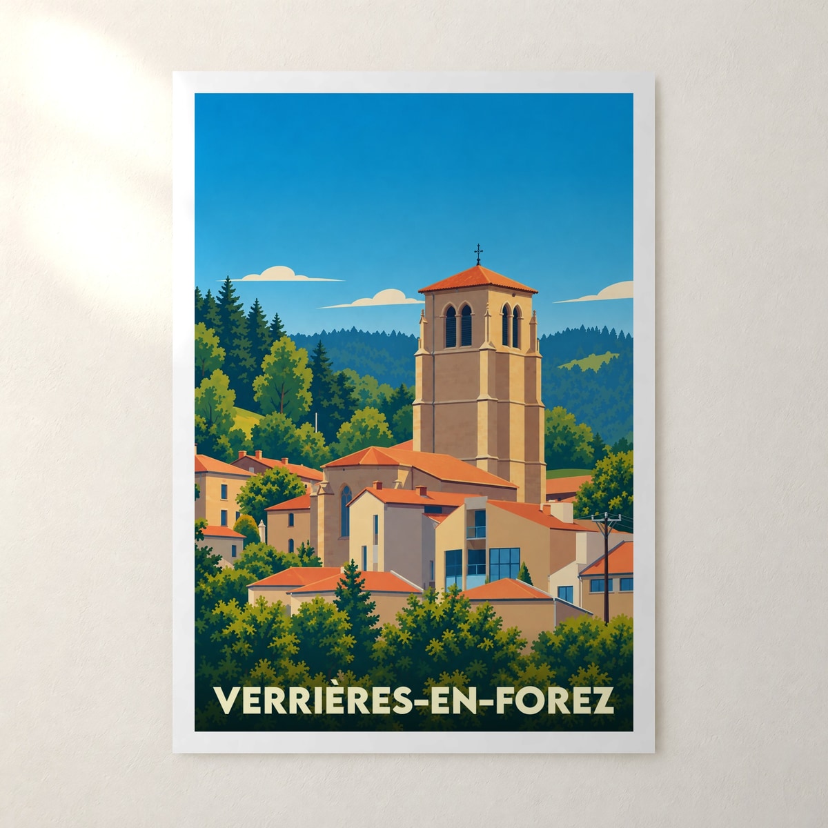 Affiche Verrières-en-Forez – sans cadre, accrochée au mur
