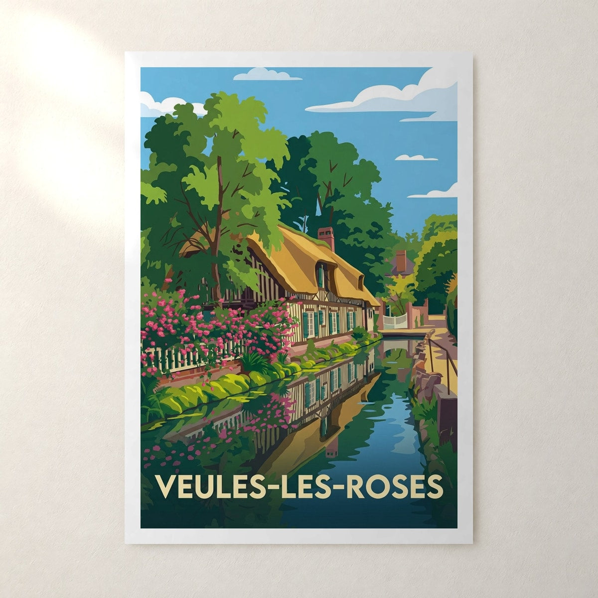 Affiche Veules-les-Roses – sans cadre, accrochée au mur