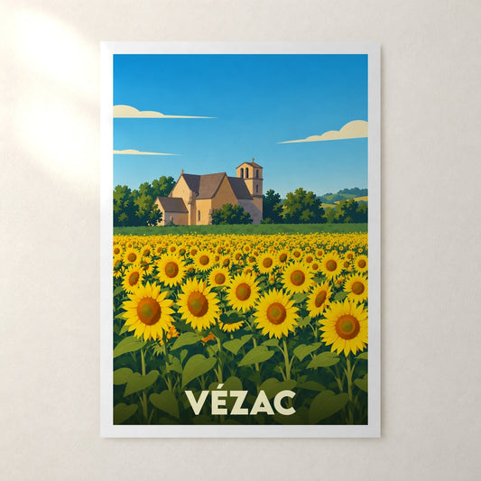 Affiche Vézac (Dordogne) – sans cadre, accrochée au mur
