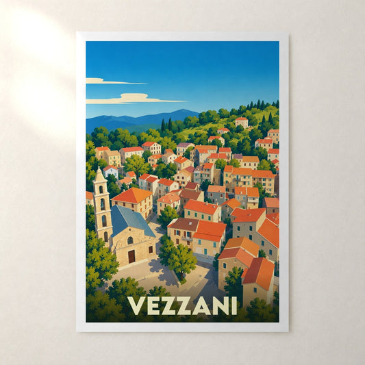 Affiche Vezzani – sans cadre, accrochée au mur