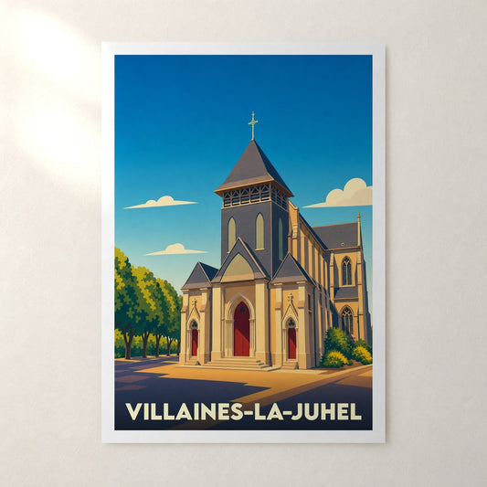 Affiche Villaines-la-Juhel – sans cadre, accrochée au mur