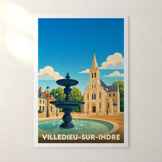 Affiche Villedieu-sur-Indre – sans cadre, accrochée au mur